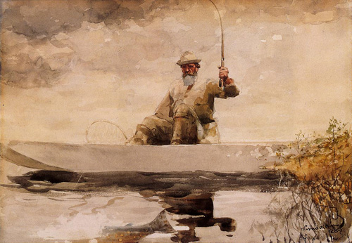 (image for) Handmade oil painting Copy paintings of famous artists Winslow Homers Paintings Fishing in the Adirond